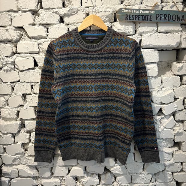 타미힐피거 엘보패치 노르딕 패턴니트