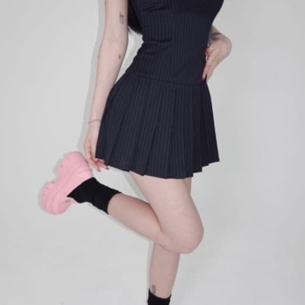 페일제이드 긱시크 원피스 드레스 네이비
