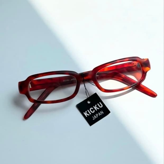 9Os KICKU JAPAN 맷 레오파드 볼드 뿔테 빈티지 안경