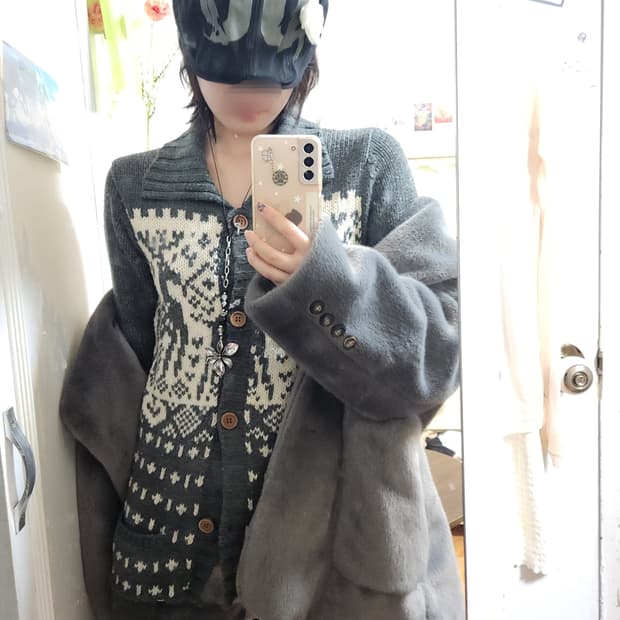 빈티지 노르딕 원피스 가디건