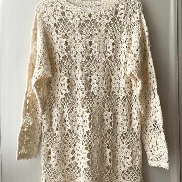 빈티지 크로셰 니트 봄 여름 니트 / 모리걸 하구미 스즈코