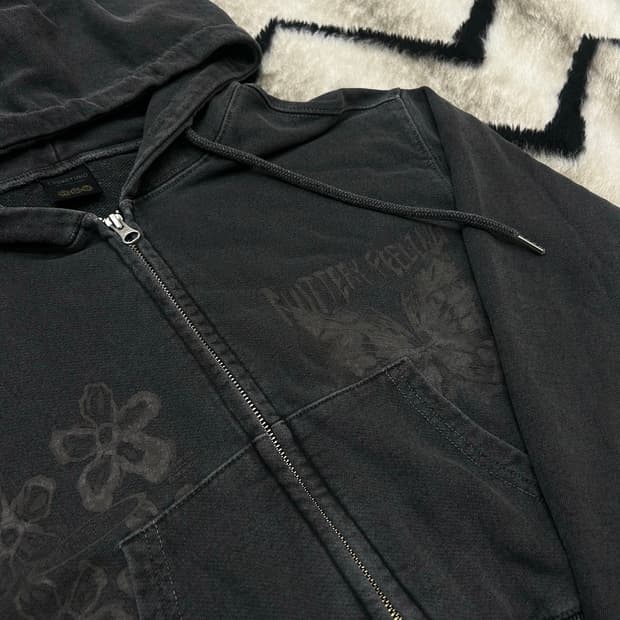 [M]꼼파뇨 크롭 2Way 플러터리 후드집업/스모크블랙