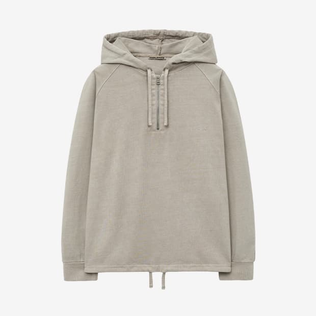 인사일런스 피그먼트 다이드 하프집 후디 sand grey (새상품) 