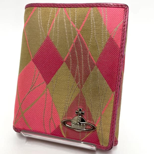 비비안 웨스트우드 아가일패턴 캔버스 레더 지갑