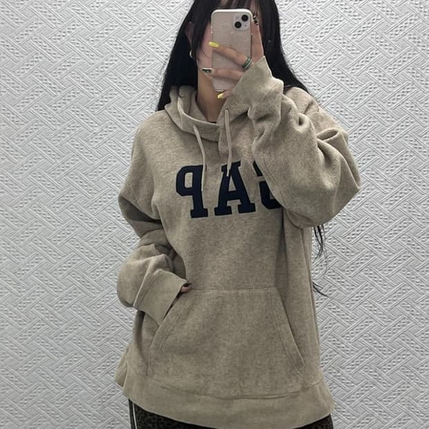 갭 올드스쿨 빈티지 빅로고 기모 후드티 L C07570