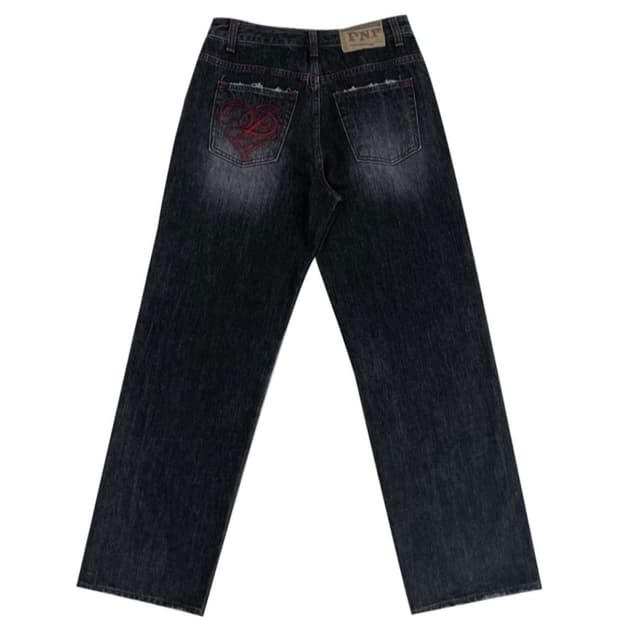 플리즈노팔로우 데미지 와이드 데님 1size