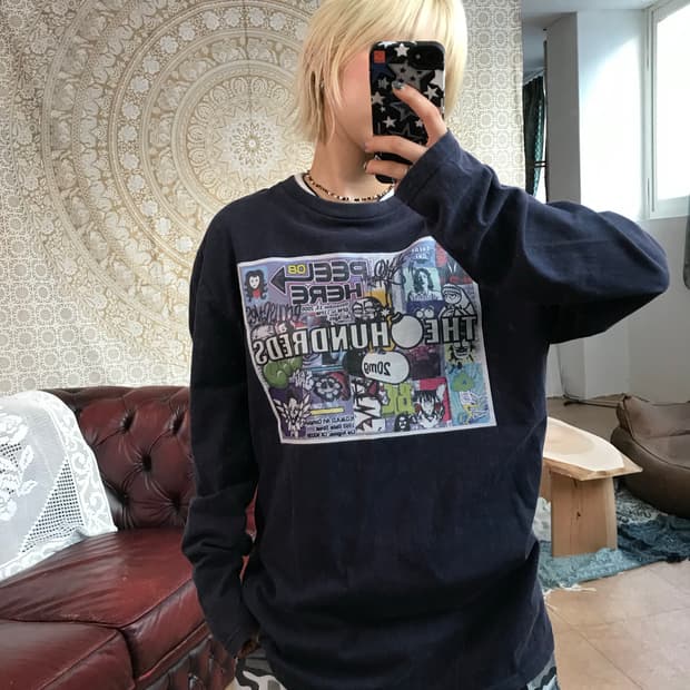 The hundreds 프린팅 롱슬리브 긴팔 티 
