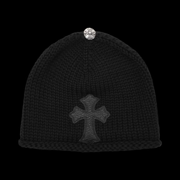 크롬하츠 크로스 레더 패치 비니 블랙