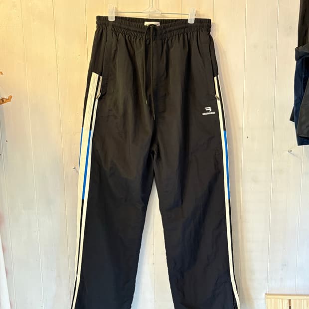 Balenciaga black nylon line pants