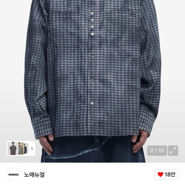 노메뉴얼  OVERDYED CHECK SHIRT - CHARCOAL