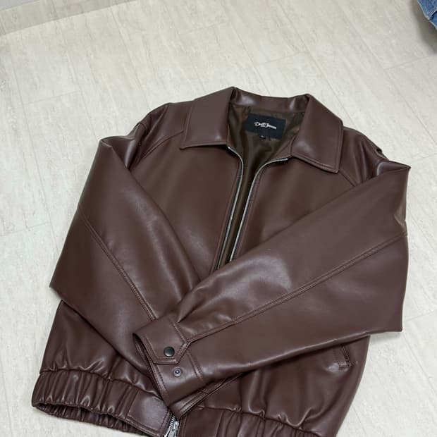 도프제이슨/크롭 레더 자켓/브라운/L