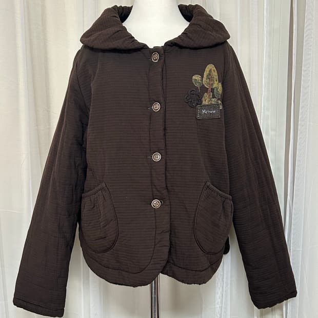 하구미깔 모리걸 브라운 빈티지 숏패딩