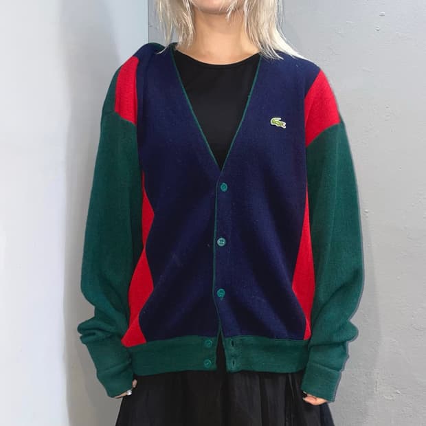 LACOSTE 배색 가디건