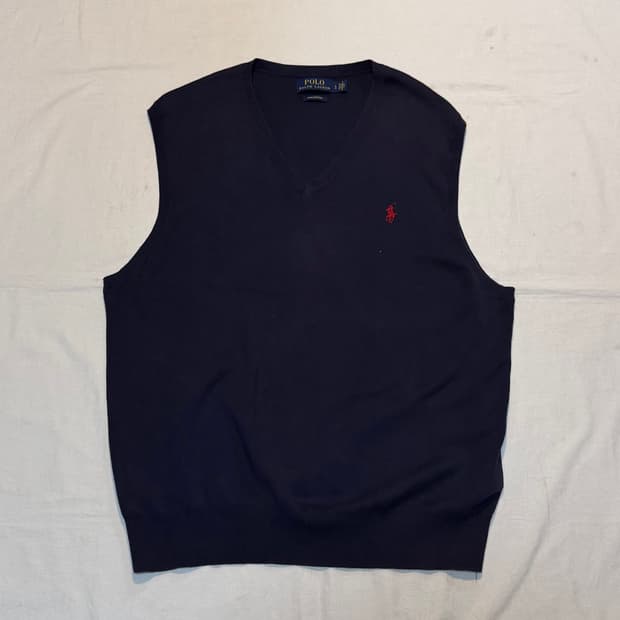 폴로 랄프로렌 피마코튼 니트 조끼 베스트 네이비