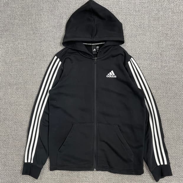 아디다스 삼선 후드집업 블랙 L