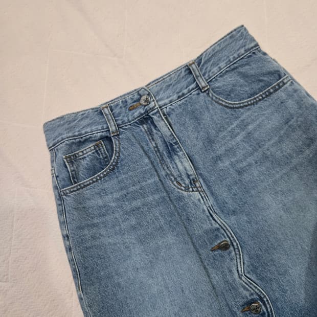 럭키슈에뜨 데님 롱 스커트 