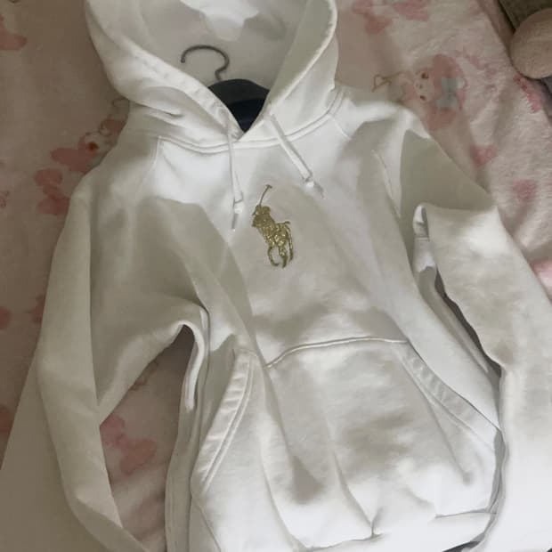 폴로 랄프로렌 빅포니 골드 금장 생화이트 후드티 후드집업