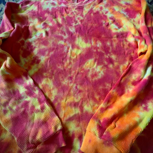 Flame burn tie-dye Waffle knit (USA)