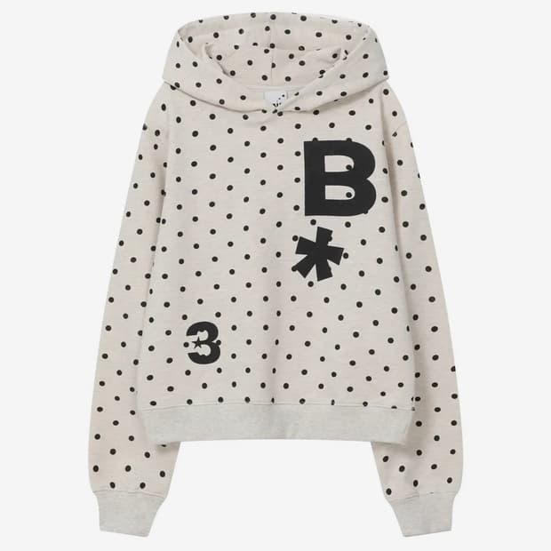 바우프 B logo 슬림핏 후드 티셔츠 [도트 오트밀]