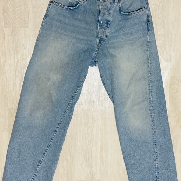 선플라워 와이드 트위스트 데님팬츠 연청