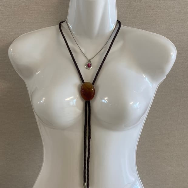 원석 볼로타이 목걸이 빈티지 y2k
