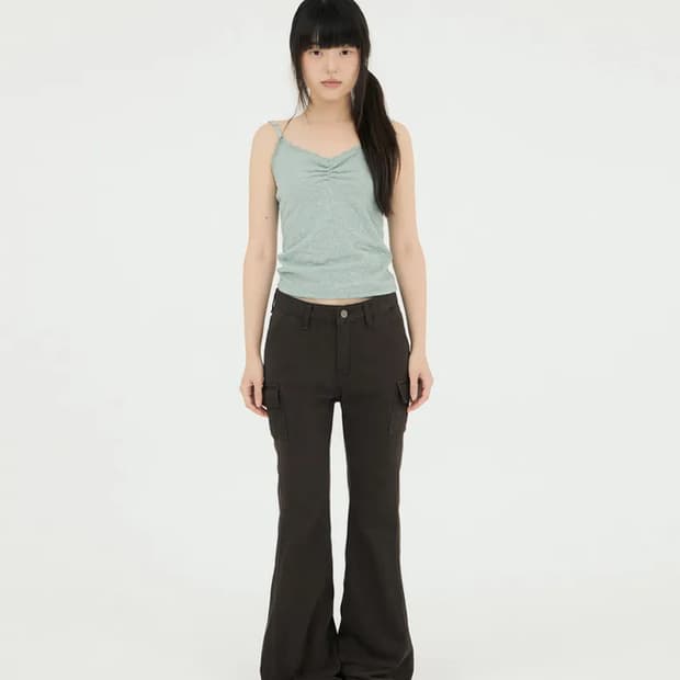 미레코 mireco 버튼 로우 부츠컷 팬츠 브라운