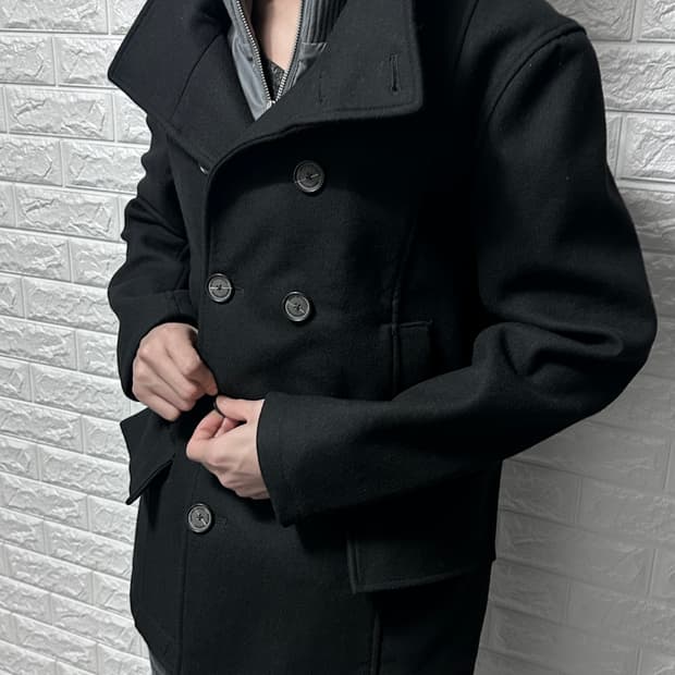 캘빈 클라인 더블 하이넥 울 블렌드 코트