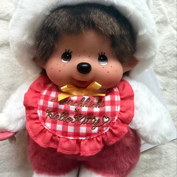 몬치치 헬로키티 깅엄 체크 S 인형 새제품