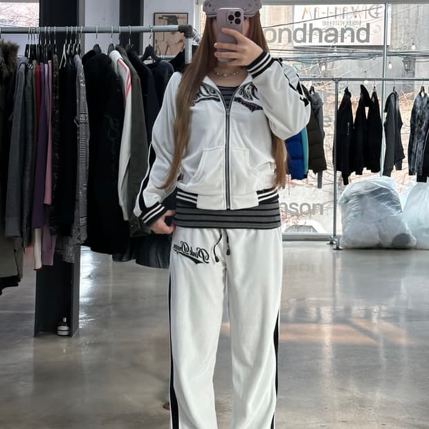 도그타운 핑크드래곤 벨루어 큐빅 트랙셋업