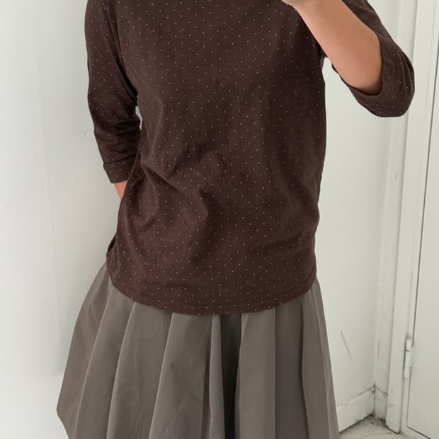 일본빈티지 브라운민트 도트 터틀넥