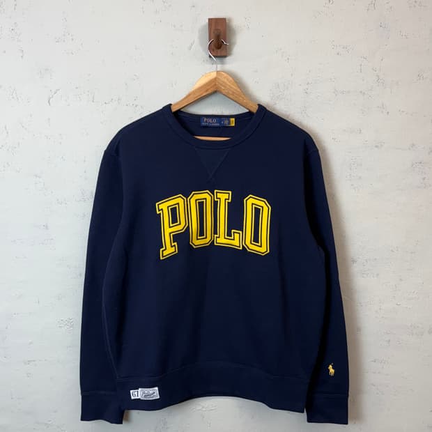 폴로랄프로렌 큐알 인증 빅로고 네이비 자수 맨투맨