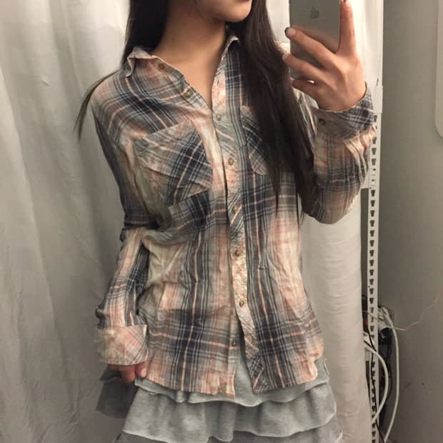 Stradivarius 모리걸 너드 러블리 체크 셔츠
