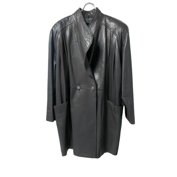 Oiled Charcoal Lambskin Leather Coat