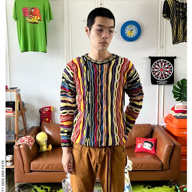 90s COOGI 3D Cable Pattern Knit Sweater