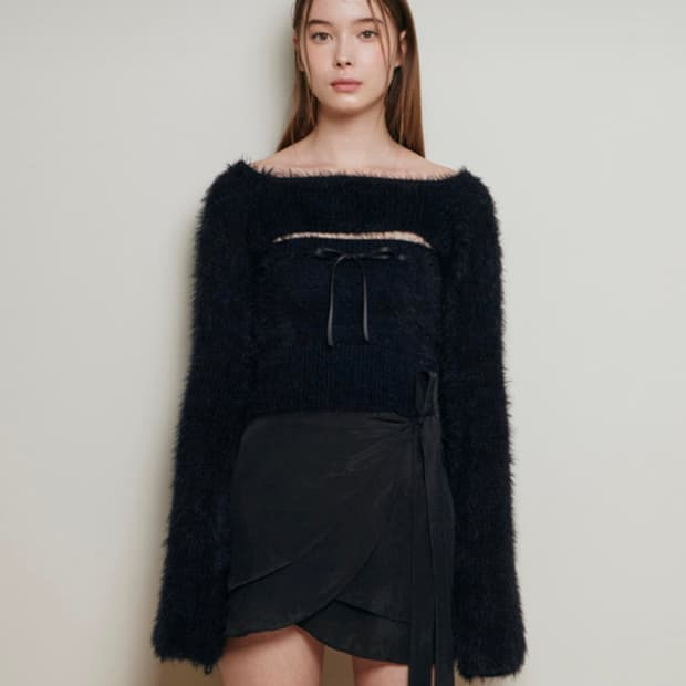 낫유어로즈 리브 니트 볼레로 세트