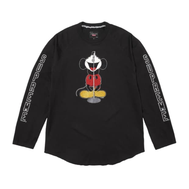 L) 슈프림 x 넘버 나인 x 미키 마우스 래글런 롱슬리브 긴팔 티셔츠 