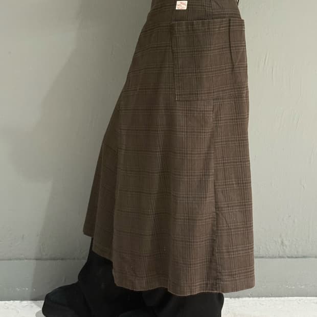 check pattern back pocket wrap skirt