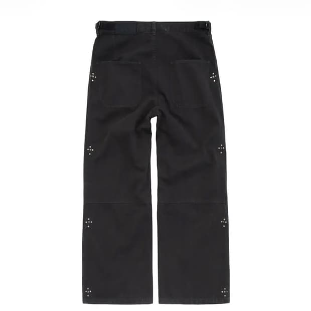 폴리테루 1011 고시마 데님 팬츠 리벳 플라워 워시드 블랙