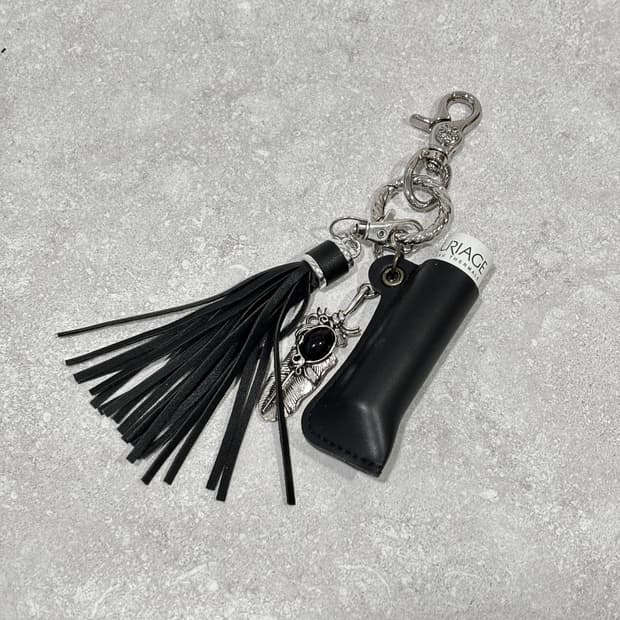 Oribell 태슬 가죽 립밤 라이터 립밤 케이스 깃털 키링 열쇠고리