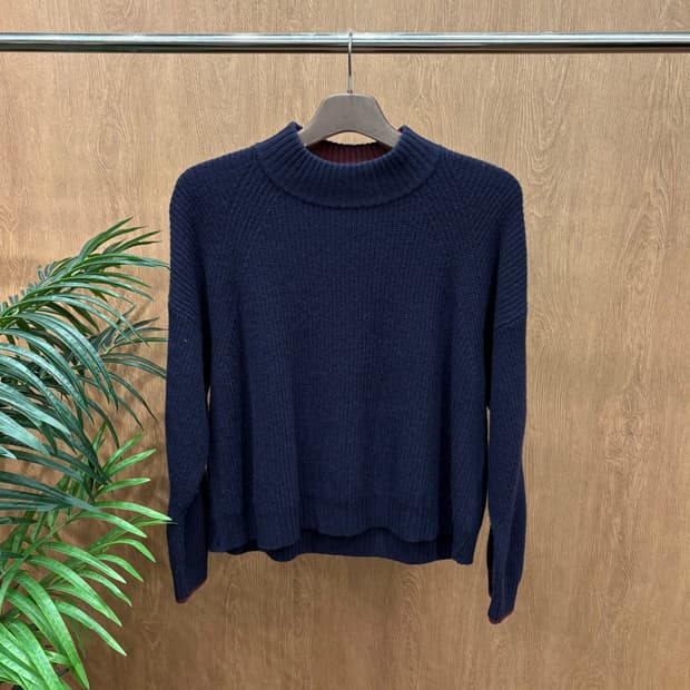 폴스미스 울 하프넥 긴팔 니트 무지 디테일 레귤러핏 퍼플