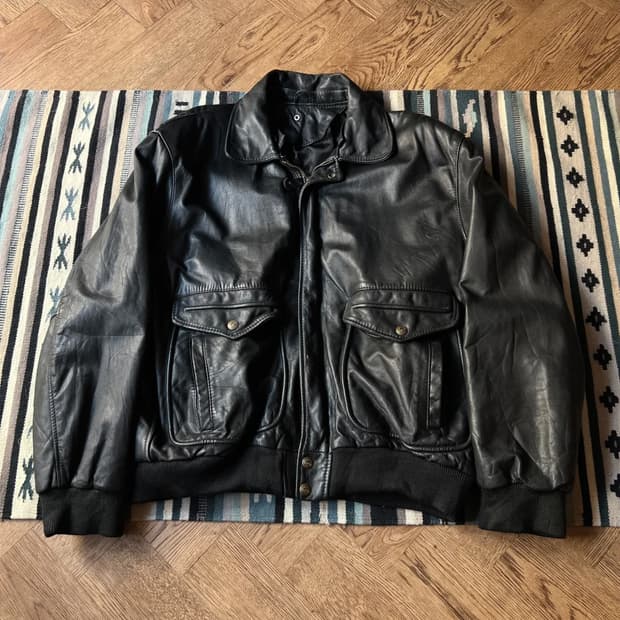 [XL]90's USA 빈티지 리얼레더 A-2 블랙 플라이트 자켓