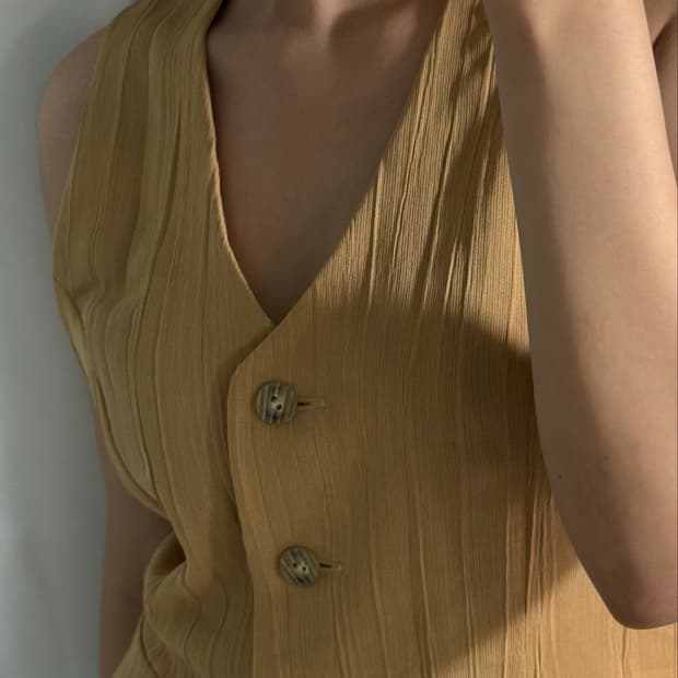 Mustard Bamboo  Linen Vest Vest