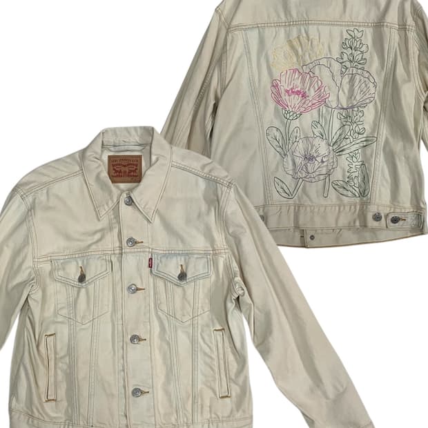 리바이스 플라워 자수 데님 자켓 L