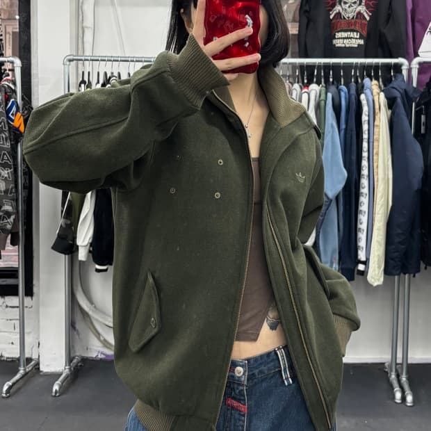 아디다스 파이어버드 카키 울 자켓