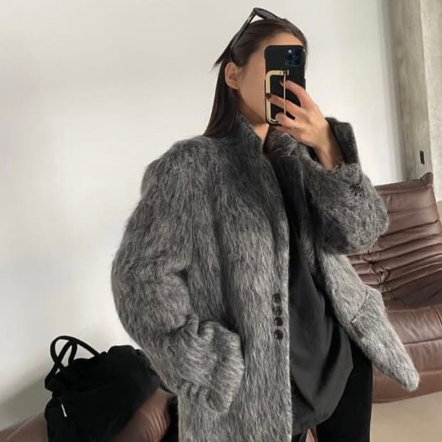 헤어리 오버핏 모헤어 브러쉬 자켓