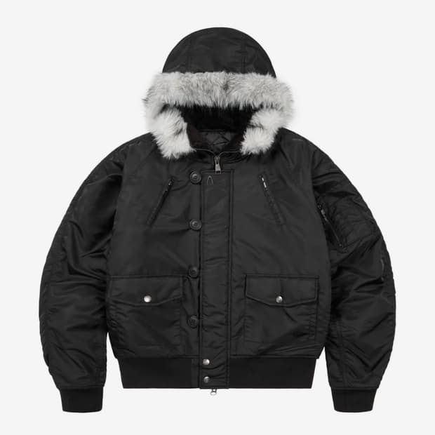 아캄 Hooded Fur MA-1 Jacket (Black)