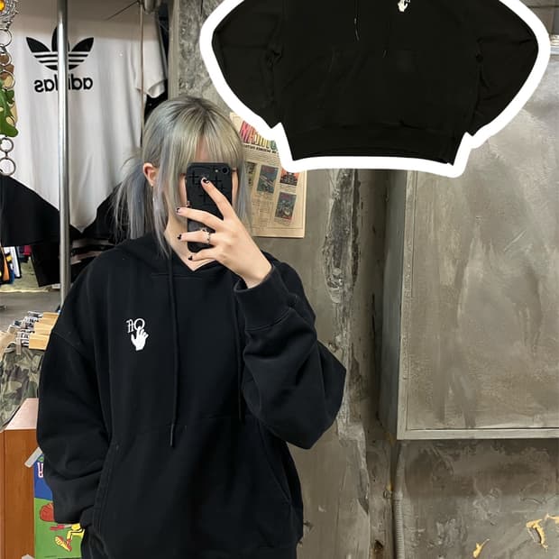 오프화이트 후드 블랙 XXL  #csz680