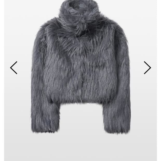 킴서울 킴즈 플러피 롱 헤어 퍼자켓 블루 차콜