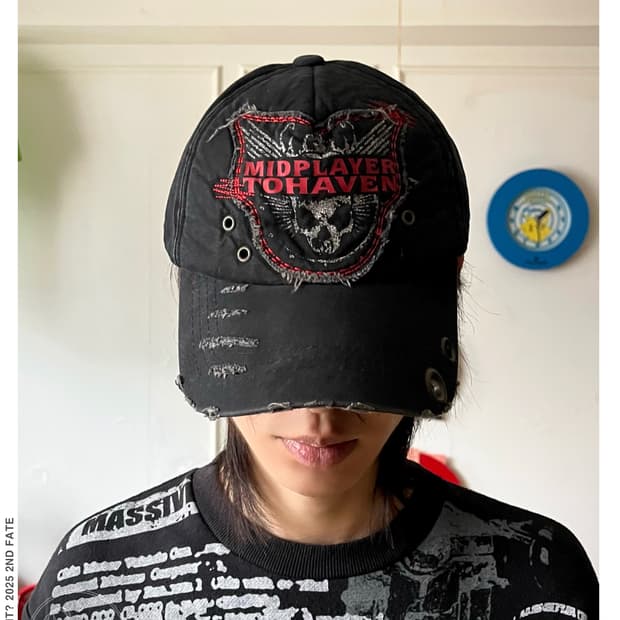 90-00s Japanese Vintage Damage Skull Cap