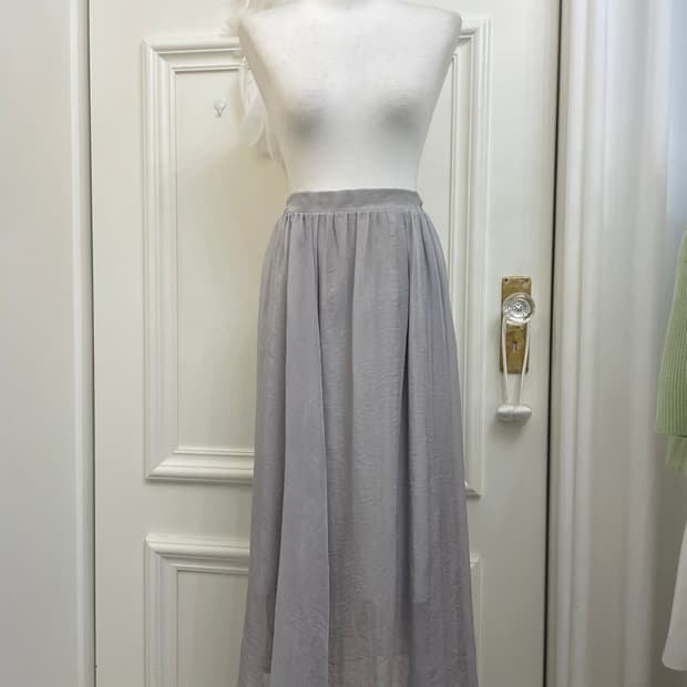 sheer gray beutiful banding long skirt